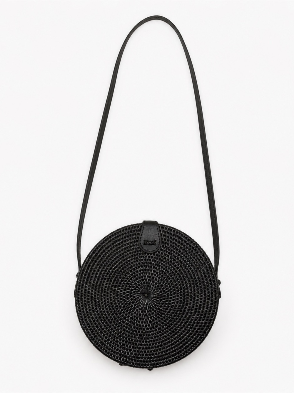 Black Round Woven Crossbody Boho Bag